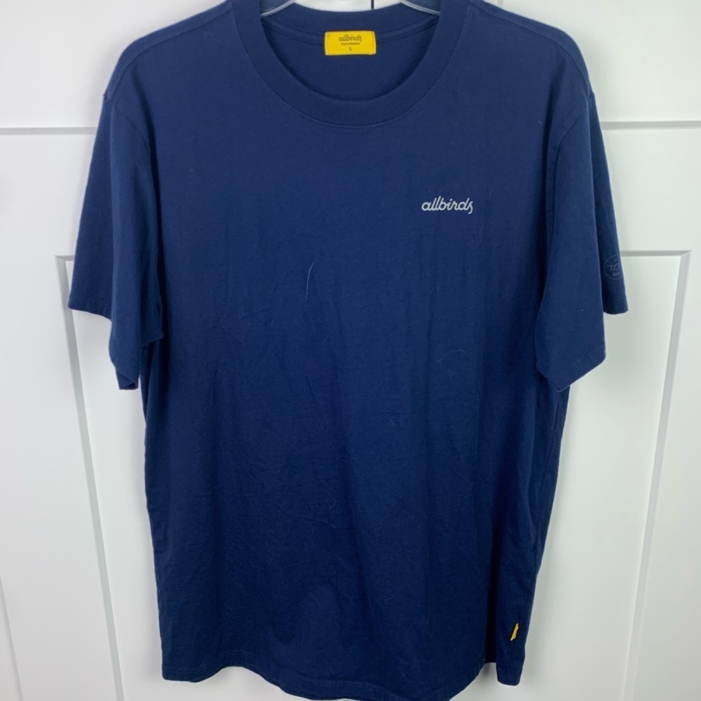 Allbirds Men’s LARGE Organic Cotton Tee Short Sleeve Navy Uniform Basic